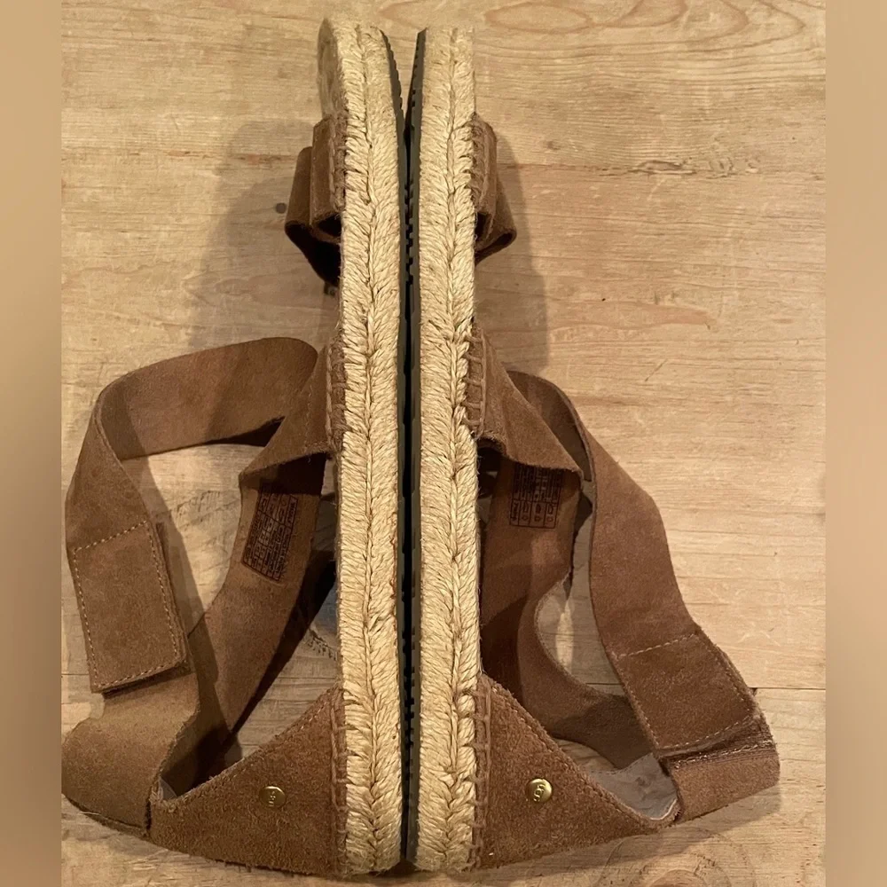 NWOT UGG Mila Strappy Espadrille Gladiator Sandals Brown Suede Ankle Strap 9